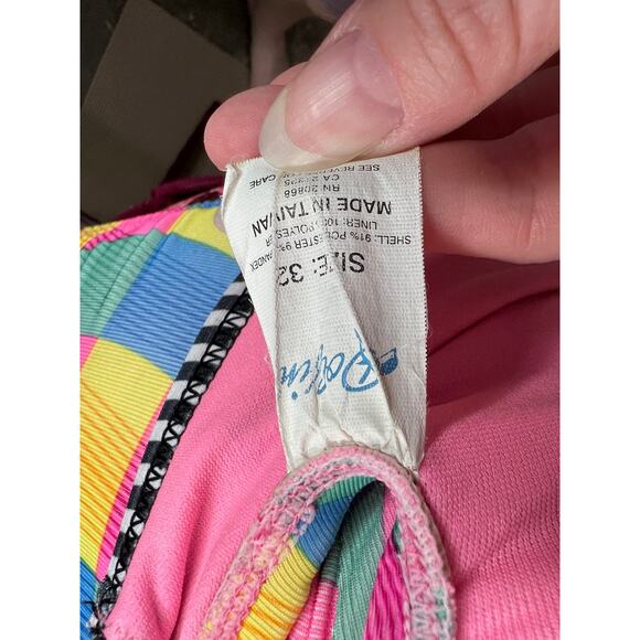 Dolphin swimsuit one piece waves yellow pink green blue - Picture 9 of 11